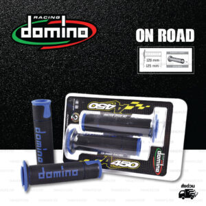 DOMINO MANOPOLE GRIP ปลอกแฮนด์ รุ่น A450 รุ่นใหม่ล่าสุด สีดำ-น้ำเงิน ใช้สำหรับรถมอเตอร์ไซค์ [ 1 คู่ ]