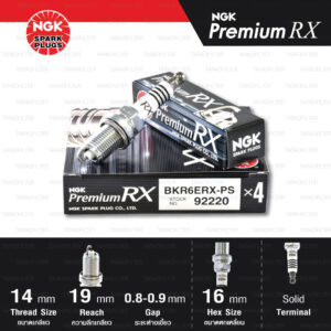 NGK หัวเทียน Premium RX ขั้ว Ruthenium BKR6ERX-PS [ ใช้อัพเกรด BKR6E ] (1 หัว) - Made in Japan