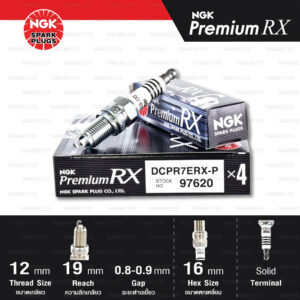 NGK หัวเทียน Premium RX ขั้ว Ruthenium DCPR7ERX-P [ ใช้อัพเกรด DCPR7E / DCPR7EIX ] (1 หัว) - Made in Japan