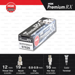 NGK หัวเทียน Premium RX ขั้ว Ruthenium DCPR7ERX-P [ ใช้อัพเกรด DCPR7E / DCPR7EIX ] (1 หัว) - Made in Japan