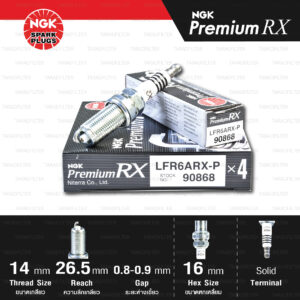 NGK หัวเทียน Premium RX ขั้ว Ruthenium LFR6ARX-P [ ใช้อัพเกรด LFR6A / LZFR6AI ] (1 หัว) - Made in Japan