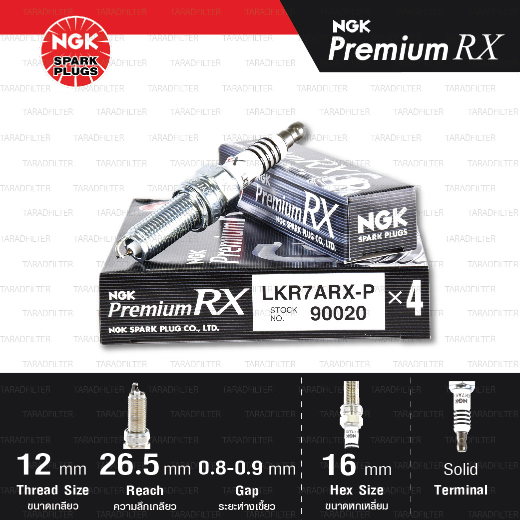NGK หัวเทียน Premium RX ขั้ว Ruthenium LKR7ARX-P [ ใช้อัพเกรด ILZKR7B-11S / SILZKR7C11S ] (1 หัว) - Made in Japan