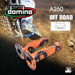 DOMINO MANOPOLE GRIP ปลอกแฮนด์ รุ่น A260 Off Road (ปลายปิด) สีส้ม-ดำ ใช้สำหรับรถมอเตอร์ไซค์ [ 1 คู่ ]