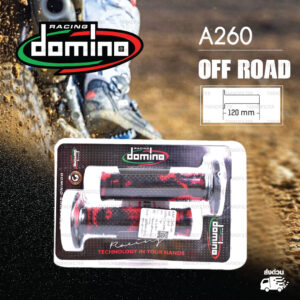 DOMINO MANOPOLE GRIP ปลอกแฮนด์ รุ่น A260 Off Road (ปลายปิด) สีแดง-ดำ ใช้สำหรับรถมอเตอร์ไซค์ [ 1 คู่ ]