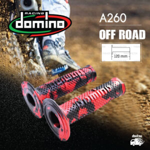 DOMINO MANOPOLE GRIP ปลอกแฮนด์ รุ่น A260 Off Road (ปลายปิด) สีแดง-ดำ ใช้สำหรับรถมอเตอร์ไซค์ [ 1 คู่ ]