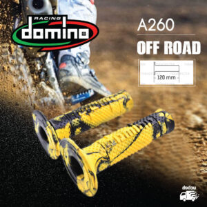 DOMINO MANOPOLE GRIP ปลอกแฮนด์ รุ่น A260 Off Road (ปลายปิด) สีเหลือง-ดำ ใช้สำหรับรถมอเตอร์ไซค์ [ 1 คู่ ]