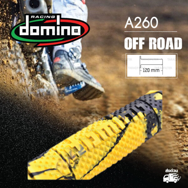 DOMINO MANOPOLE GRIP ปลอกแฮนด์ รุ่น A260 Off Road (ปลายปิด) สีเหลือง-ดำ ใช้สำหรับรถมอเตอร์ไซค์ [ 1 คู่ ]
