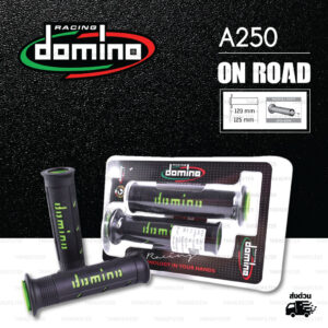 DOMINO MANOPOLE GRIP ปลอกแฮนด์ รุ่น A250 สีดำ-เขียว ใช้สำหรับรถมอเตอร์ไซค์ [ 1 คู่ ]