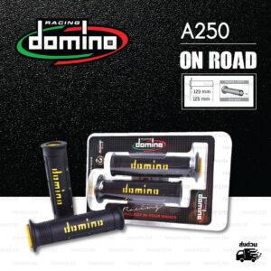 DOMINO MANOPOLE GRIP ปลอกแฮนด์ รุ่น A250 สีดำ-เหลือง ใช้สำหรับรถมอเตอร์ไซค์ [ 1 คู่ ]