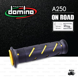 DOMINO MANOPOLE GRIP ปลอกแฮนด์ รุ่น A250 สีดำ-เหลือง ใช้สำหรับรถมอเตอร์ไซค์ [ 1 คู่ ]