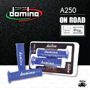 DOMINO MANOPOLE GRIP ปลอกแฮนด์ รุ่น A250 สีน้ำเงิน-ขาว ใช้สำหรับรถมอเตอร์ไซค์ [ 1 คู่ ]