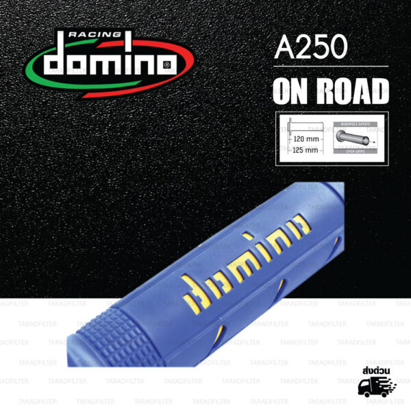 DOMINO MANOPOLE GRIP ปลอกแฮนด์ รุ่น A250 สีน้ำเงิน-เหลือง ใช้สำหรับรถมอเตอร์ไซค์ [ 1 คู่ ]