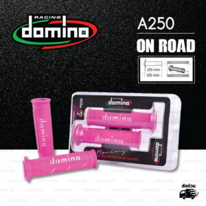 DOMINO MANOPOLE GRIP ปลอกแฮนด์ รุ่น A250 สีชมพู-ขาว ใช้สำหรับรถมอเตอร์ไซค์ [ 1 คู่ ]