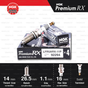 NGK หัวเทียน Premium RX ขั้ว Ruthenium LFR5ARX-11P [ ใช้อัพเกรด LFR5A-11 ] (1 หัว) - Made in Japan