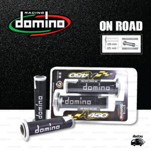 DOMINO MANOPOLE GRIP ปลอกแฮนด์ รุ่น A450 รุ่นใหม่ล่าสุด สีดำ-เทา ใช้สำหรับรถมอเตอร์ไซค์ [ 1 คู่ ]