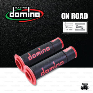 DOMINO MANOPOLE GRIP ปลอกแฮนด์ รุ่น A450 รุ่นใหม่ล่าสุด สีดำ-แดง ใช้สำหรับรถมอเตอร์ไซค์ [ 1 คู่ ]
