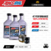 FULL MOTO ชุดถ่ายน้ำมันเครื่องสังเคราะห์100% AMSOIL 4T Performance [ 10w-40 ] พร้อมกรองเครื่อง ใช้สำหรับ มอเตอร์ไซค์ Kawasaki Z300 / Ninja300 / W650