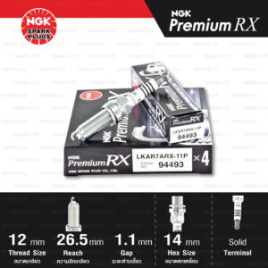 NGK หัวเทียน Premium RX ขั้ว Ruthenium LKAR7ARX-11P [ ใช้อัพเกรด ILKAR7B11 / ILKAR7L11 / SC20HR11 ] (1 หัว) - Made in Japan