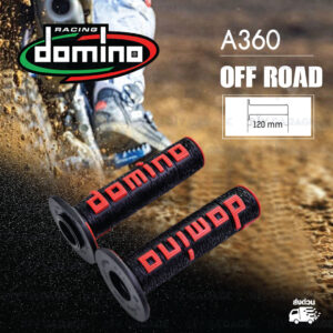 DOMINO MANOPOLE GRIP ปลอกแฮนด์ รุ่น A360 สีดำ-แดง ใช้สำหรับรถมอเตอร์ไซค์ [ 1 คู่ ]