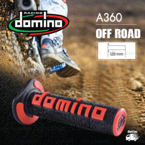 DOMINO MANOPOLE GRIP ปลอกแฮนด์ รุ่น A360 สีดำ-แดง ใช้สำหรับรถมอเตอร์ไซค์ [ 1 คู่ ]