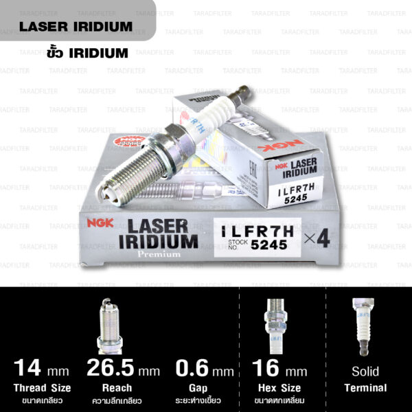 NGK หัวเทียน Laser Iridium ขั้ว Iridium ILFR7H ใช้สำหรับรถยนต์ EVO9 / Suaru WRX '19-'20 (1 หัว) - Made in Japan