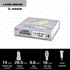 NGK หัวเทียน Laser Iridium ขั้ว Iridium ILFR7H ใช้สำหรับรถยนต์ EVO9 / Suaru WRX '19-'20 (1 หัว) - Made in Japan