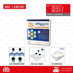 FULL กรองแอร์ กรองอากาศในห้องโดยสาร CABIN AIR FILTER ใช้สำหรับ TOYOTA ALTIS '03, YARIS '09, VIOS '09, ANE111, ZZE121, ACV30 [1-CA0102]