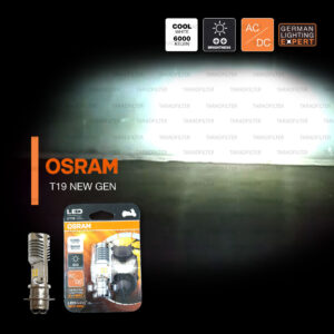 OSRAM หลอดไฟหน้ามอเตอร์ไซค์ LED รุ่น T19 สี COOL WHITE / 6,000 KELVIN [ 13.5V / 5-6W ] รุ่นแปลงกระแสสลับเป็นกระแสตรงในตัว