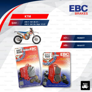 EBC ชุดผ้าเบรกหน้า-หลัง รุ่น "TT" PADS ใช้สำหรับรถมอเตอร์ไซค์ EXC-F 250 06-22 / EXC-F 350 Six Days 12-22 [ FA181TT-FA368TT ]