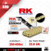 RK TAKASAGO CHAIN โซ่มอเตอร์ไซค์ รุ่น KRO2 O-Ring ขนาด 520-120 ข้อ ข้อต่อหมุดย้ำ สีทอง (Full Gold) [520-120 KRO2 O-RING FULL GOLD]