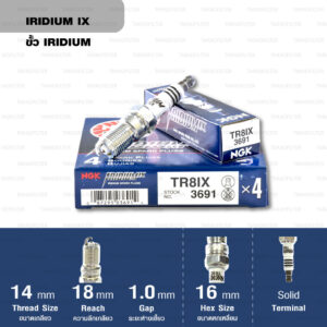 หัวเทียน NGK TR8IX ขั้ว Iridium ใช้สำหรับ Ford Escape , Ford Focus (1 หัว) - Made in Japan