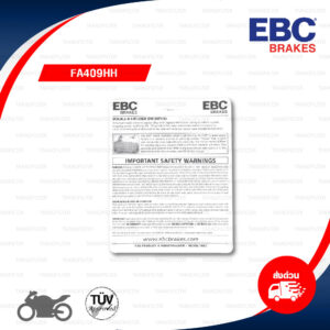 EBC ผ้าเบรก รุ่น Sintered HH ใช้สำหรับรถ V-Rod / FLHRC Road King Classic 08-20 / Road Glide / Ultra Classic Electra Glide 08-20 / FLHX Street Glide 08-20 [ FA409HH ]