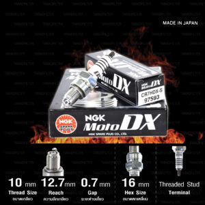 NGK หัวเทียน MotoDX ขั้ว Ruthenium【 CR7HDX-S 】 ใช้อัพเกรด CR7HS / C7HSA / CR7HSA / C7HV / C7HVX / CR7HVX / CR7HIX / CR6HIX - Made in Japan