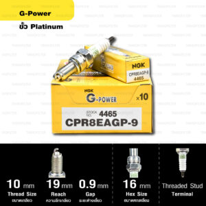 หัวเทียน NGK รุ่น G-POWER ขั้ว PLATINUM【 CPR8EAGP-9 】ใช้สำหรับ CB500X ปีเก่า, Aerox, Nmax