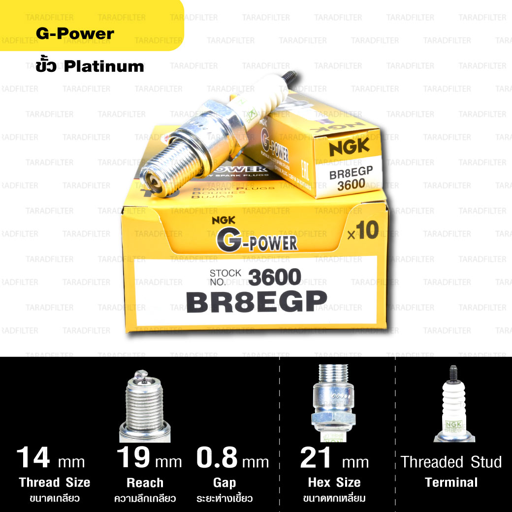 หัวเทียน NGK รุ่น G-POWER ขั้ว Platinum【 BR8EGP 】