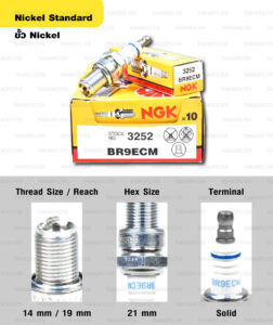 หัวเทียน NGK รุ่น NICKEL STANDARD ขั้ว NICKEL【 BR9ECM 】