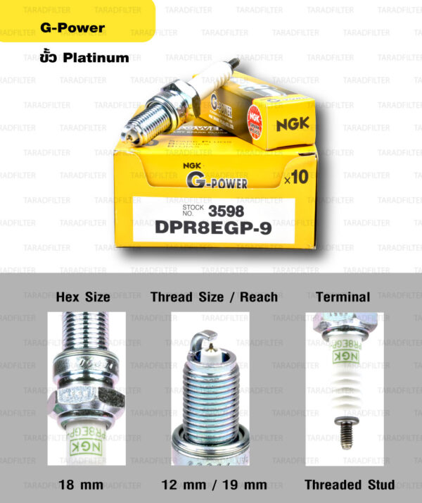 หัวเทียน NGK รุ่น G-POWER ขั้ว Platinum【 DPR8EGP-9 】ใช้สำหรับ Honda PHANTOM200