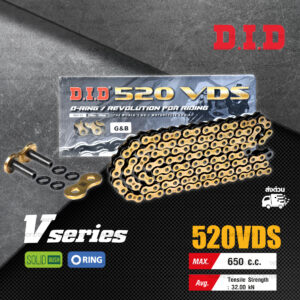 D.I.D โซ่ดี.ไอ.ดี รุ่น V-SERIES 520 VDS สีทอง มี O-RING [ DID 520 VDS ]