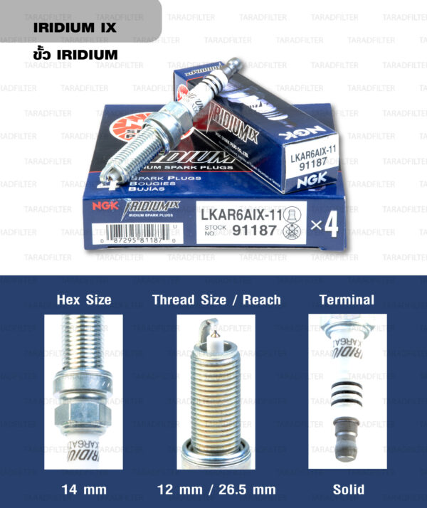 NGK หัวเทียน รุ่น IRIDIUM IX 【 LKAR6AIX-11 】ใช้สำหรับ Toyota Yaris 1.2L เครื่อง 3NRFE (ลดสเปคจาก DILKAR6A11 มาเหลือ 60,000 km)