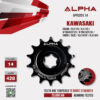 ALPHA SPROCKET สเตอร์หน้า 14 ฟัน (428) สีดำ ใช้สำหรับมอเตอร์ไซค์ Kawasaki Cosmo / KLX125 / KLX150 / D-tracker125 / D-Tracker150 / Cheer / Kaze [ APF0201.14 ]