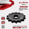 ALPHA SPROCKET สเตอร์หน้า 14 ฟัน (428) สีดำ ใช้สำหรับมอเตอร์ไซค์ Kawasaki Cosmo / KLX125 / KLX150 / D-tracker125 / D-Tracker150 / Cheer / Kaze [ APF0201.14 ]