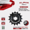 ALPHA SPROCKET สเตอร์หน้า 15 ฟัน (428) สีดำ ใช้สำหรับมอเตอร์ไซค์ Kawasaki Cosmo / KLX125 / KLX150 / D-tracker125 / D-Tracker150 / Cheer / Kaze [ APF0201.15 ]