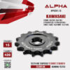 ALPHA SPROCKET สเตอร์หน้า 15 ฟัน (428) สีดำ ใช้สำหรับมอเตอร์ไซค์ Kawasaki Cosmo / KLX125 / KLX150 / D-tracker125 / D-Tracker150 / Cheer / Kaze [ APF0201.15 ]