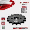 ALPHA SPROCKET สเตอร์หน้า 15 ฟัน (420) สีดำ ใช้สำหรับมอเตอร์ไซค์ Honda Wave110i ('08-'20) / Wave125i ('05-'15) / MSX ('13-'17) / New MSX ('18-'19) / New Grom ('20-'21) [ APF0304.15 ]