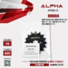ALPHA SPROCKET สเตอร์หน้า 16 ฟัน (420) สีดำ ใช้สำหรับมอเตอร์ไซค์ Honda Wave110i ('08-'20) / Wave125i ('05-'15) / MSX ('13-'17) / New MSX ('18-'19) / New Grom ('20-'21) [ APF0304.16 ]
