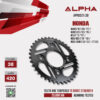 ALPHA SPROCKET สเตอร์หลัง 38 ฟัน (420) สีดำ ใช้สำหรับมอเตอร์ไซค์ Honda Wave110i ('08-'20) / Wave125i ('05-'15) / MSX ('13-'17) / New MSX ('18-'19) / New Grom ('20-'21) [ APR0521.38 ]