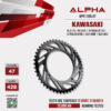 ALPHA SPROCKET สเตอร์หลัง 47 ฟัน (428) สีดำ ใช้สำหรับมอเตอร์ไซค์ Kawasaki KLX125 / KLX150 / D-tracker125 / D-Tracker150 [ APR1109.47 ]