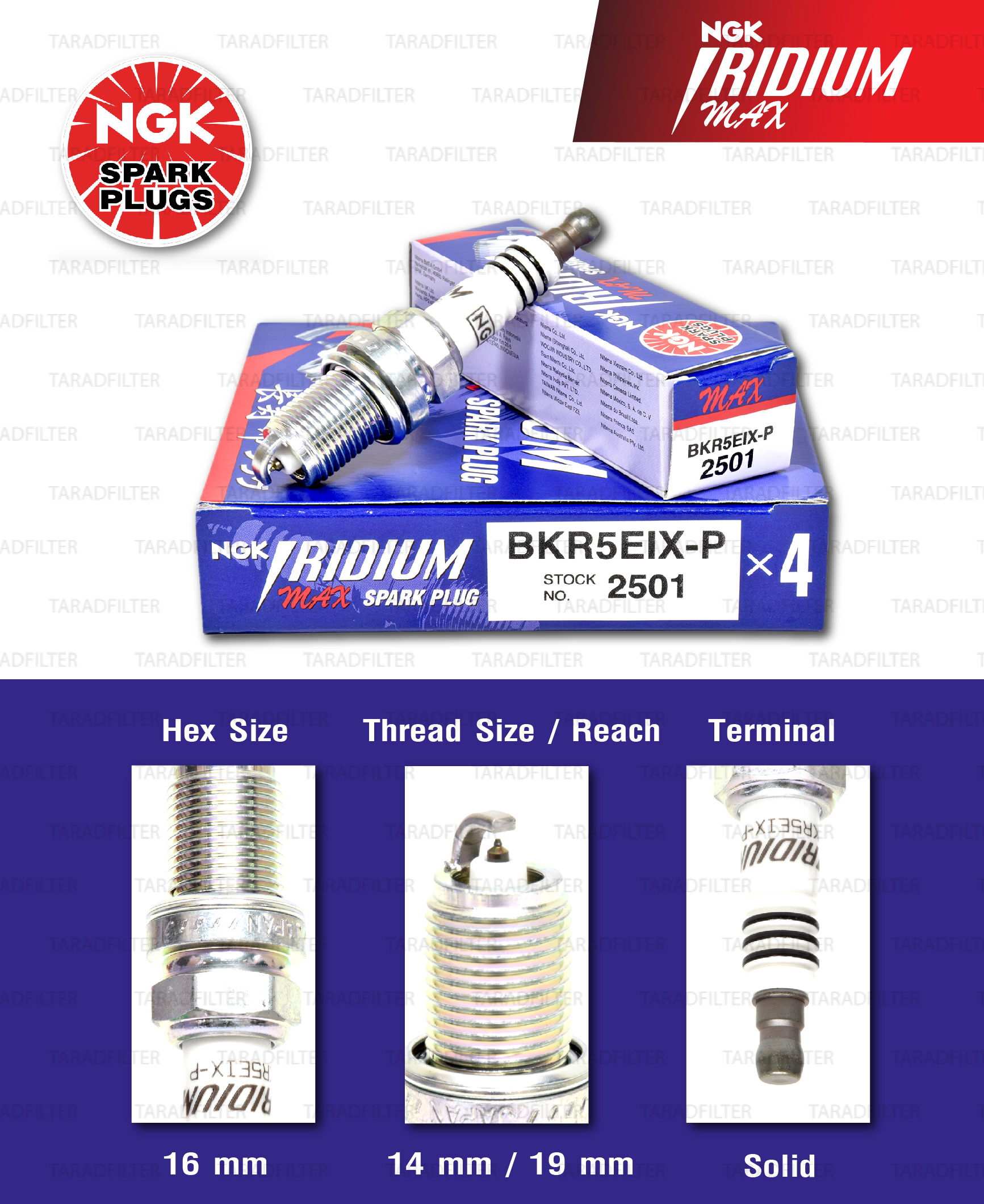 [BKR5EIX-P] หัวเทียน NGK Iridium Max ใช้สำหรับ Nissan Sunny, Sunny Neo, Pulsar [ จำนวน 1 หัว ]