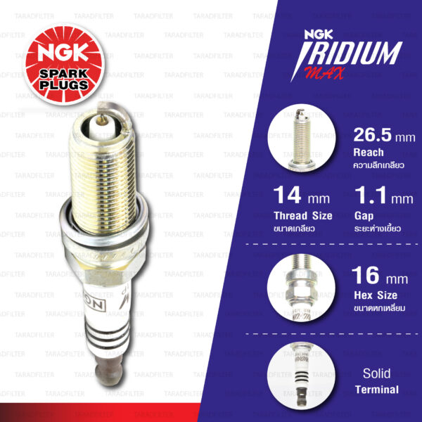 [LFR5AIX-11P] หัวเทียน NGK Iridium Max ใช้สำหรับ Nissan Cube '03-'09, Teana J31 , Navara D40T D40TT / Mitsubishi Xpander (1 หัว)