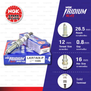 [ LKR7AIX-P ] หัวเทียน NGK Iridium Max ใช้สำหรับ Honda Accord K24Z2 , Civic FB , FC 1.8, FK 1.8, HR-V, Accord G9 2.0 *ระยะเขี้ยวน้อยกว่าของเดิมติดรถ (1 หัว)